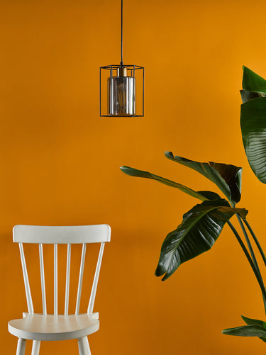 Tatum 1 Light Pendant Matt Black & Smoked Glass