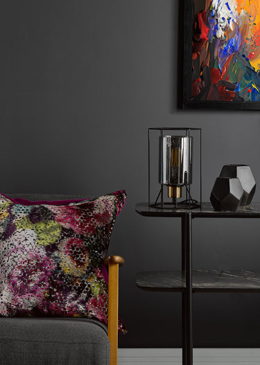 Tatum Table Lamp Matt Black & Smoked Glass
