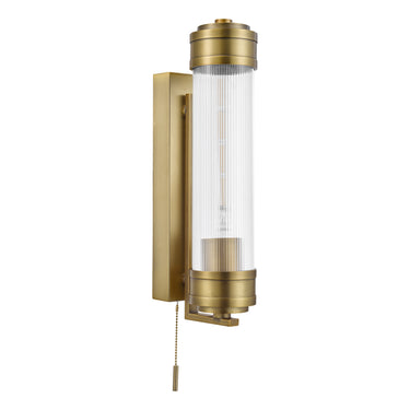 Tommaso Wall Light Antique Bronze and Ribbed Glass IP44