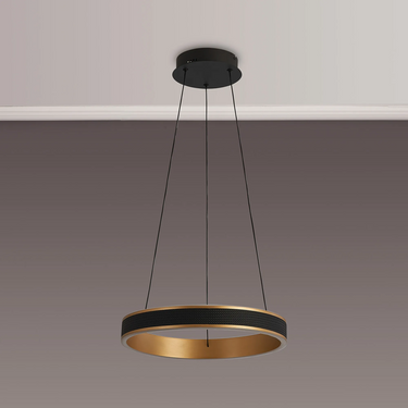 Tanner 40cm Round LED Pendant, Black & Gold Finish