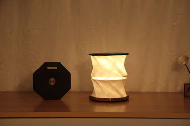 Gingko Twist Hexagon Black Finish Rechargeable Lamp