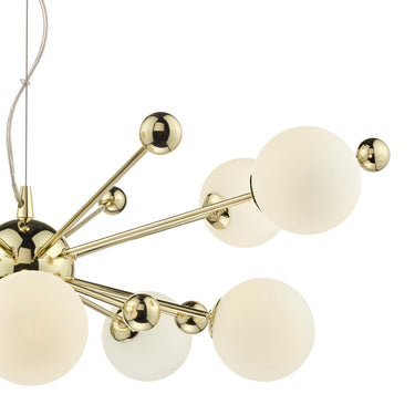 Ursa 10 Light Pendant Gold & Opal Glass