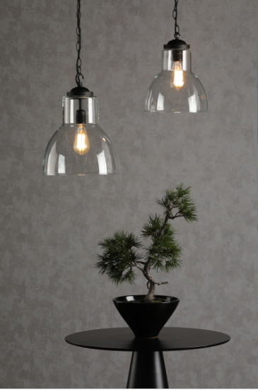 Upton 1 Light Pendant Large Matt Black