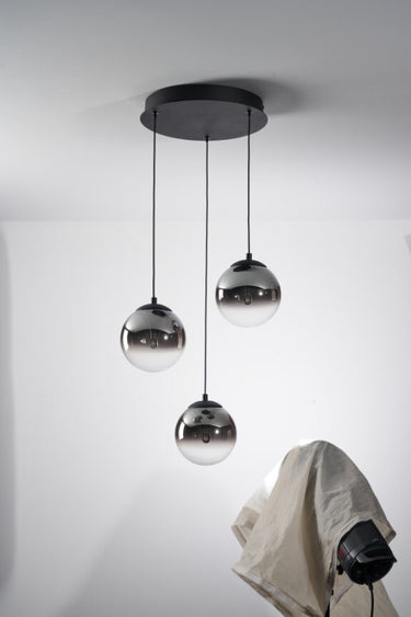 Volano 3 Light LED Spiral Pendant Sand Black & Smoked Glass