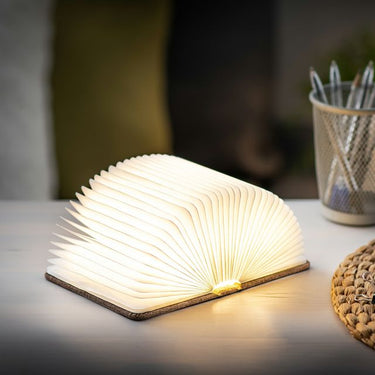 Gingko Smart Mini Book Rechargeable Lamp, Linen Coffee Brown