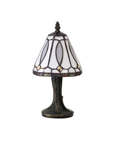 Camelia Tiffany Table Lamp, White/Grey/Clear Crystal Shade