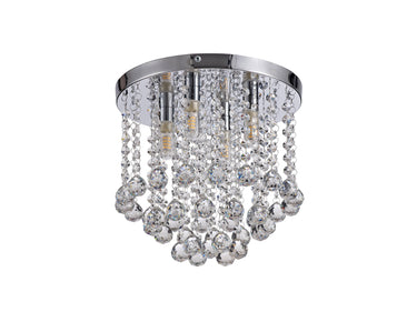 Carrie Flush 4 Light, IP44, Polished Chrome/Crystal