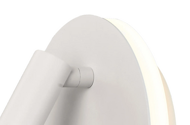 Cayman Wall Bracket, Backlight with Reading Light - Matt White Round
