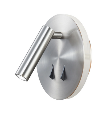 Cayman Wall Bracket, Backlight with Reading Light - Satin Nickel Round