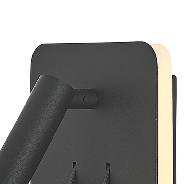 Cayman Wall Bracket, Backlight with Reading Light - Matt Black Square