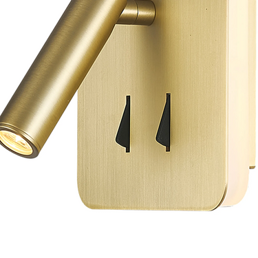 Cayman Wall Bracket, Backlight with Reading Light - Satin Brass Square