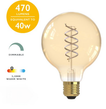 ES (E27) 5.5 Watt G95 Tint White Filament LED Dimmable