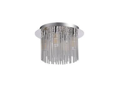 Jess Flush 4 Light, IP44, Polished Chrome/Clear Glass