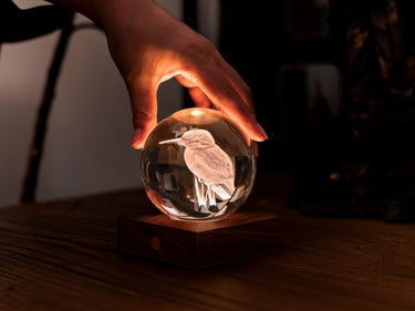Gingko Amber Crystal King Fisher Rechargeable Lamp
