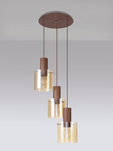 Manhattan 3 Light Spiral Pendant Mocha