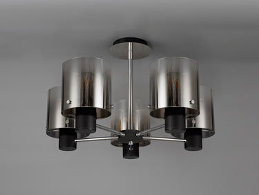 Manhattan 5 Light Semi Flush Black