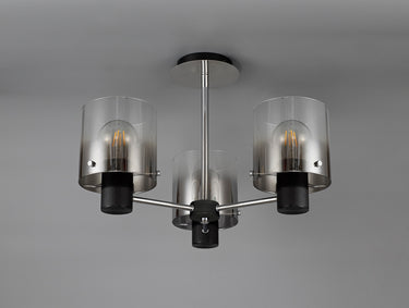 Manhattan 3 Light Semi Flush Black
