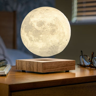 Gingko Smart Levitating Moon Lamp, Natural Walnut