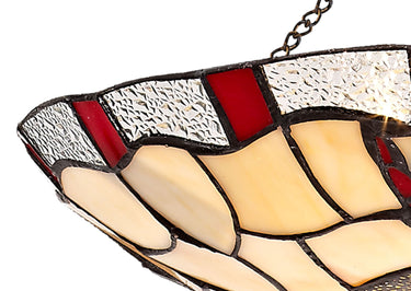 Stanton 35cm Tiffany Non-electric Uplighter Shade, Red/Cream/Clear Crystal, 1yr Warranty