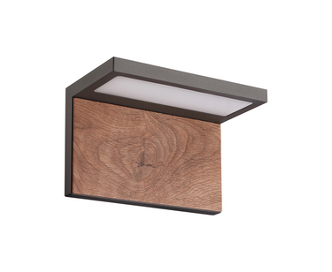 Ruka LED Wall Light Anthracite & Walnut Wood IP54
