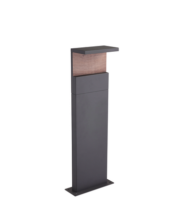 Ruka LED Floor Lamp Medium Anthracite & Walnut Wood IP54